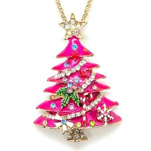 Rose Christmas TREE Pendant Necklace